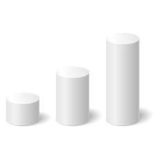 White 3D cylinders with a shadow. Vector illustration