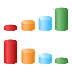 Color 3D cylinders of different heights. Vector illustration