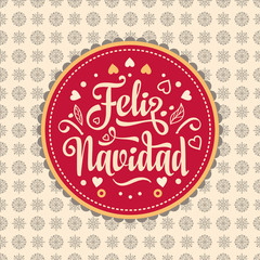 Feliz navidad. Xmas card. Spanish language