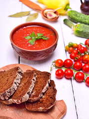 Sliced rye bread on a kitchen board,