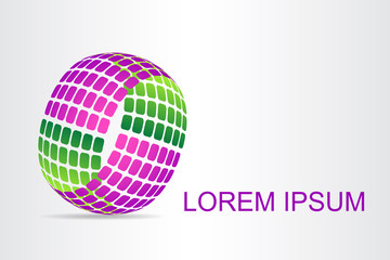 Logo stylized spherical surface with abstract shapes