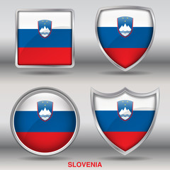 Flag of Slovenia in 4 shapes collection with clipping path