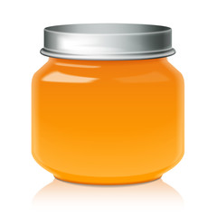 Orange Glass Jar Mock Up For Honey, Jam, Jelly or Baby Food Puree