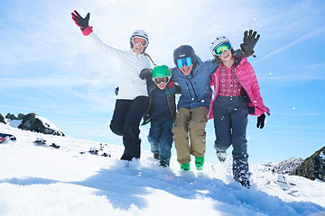 Family on skiing holiday, Hintertux, Tirol, Austria