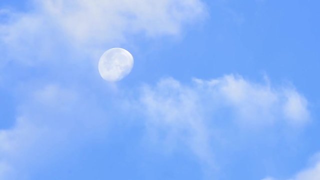The moon crosses the cloudy sky. Time lapse