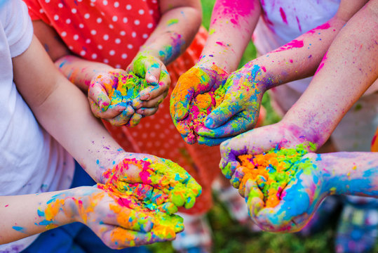 Paint Holi On The Hands