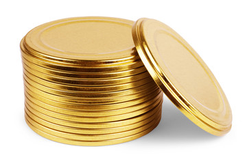 collection of various bottle caps on white background