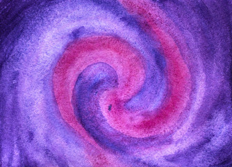 Fototapeta na wymiar Space background. Pink-purple galaxy in watercolor.