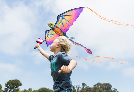 Boy flying kite