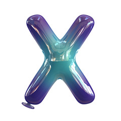 Letter X. Vivid Violet - Blue Balloon font isolated on White Background. 3d rendering