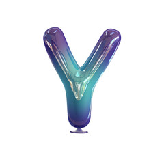 Letter Y. Vivid Violet - Blue Balloon font isolated on White Background. 3d rendering