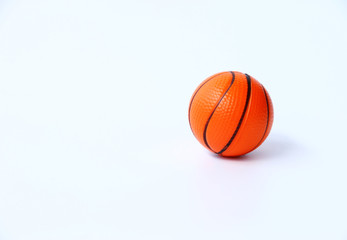 Orange basketball on White background.Copy space for your text.