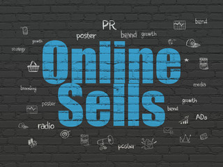 Marketing concept: Online Sells on wall background
