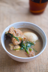 Stewed egg and streaky pork