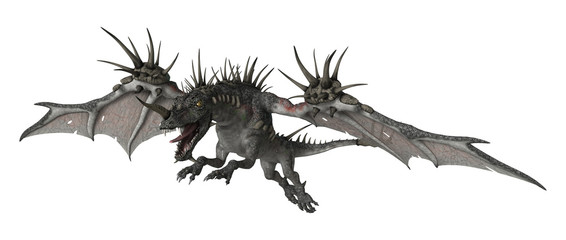 3D Rendering Fantasy Dragon on White