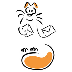 Cat holding two envelopes