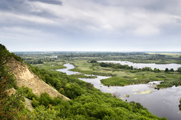 Beautiful view from the mountain to the river. Travels. Tourism.