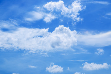 Blue sky with mostly cloudy white group in summer