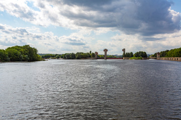 Fototapeta premium Gateway on the river to adjust the water level in the riverbed 