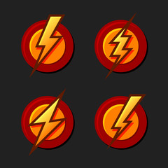 Superhero Sign with Lighting Bolt Icons Set. Vector © Sergei Sizkov