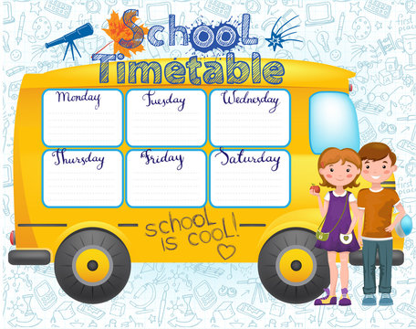 School bus image with timetable