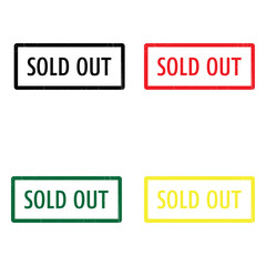 Sold out vector stamp set.  Sold out rubber stamp. Red, Black, Green, and Yellow.