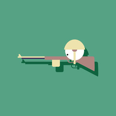 flat vector icon design collection Soldier with rifle aiming in sticker style