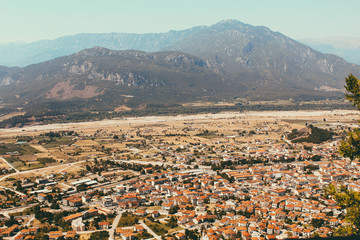 Landmarks of Greece - unique Meteora mountains. View of Kalambaka.