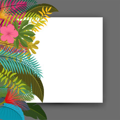 Tropical leaves floral vintage with space for text, easy to edit. suitable for invitation, nature concept, and other. Vector Illustration