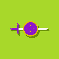 flat vector icon design collection sword and shield in sticker style