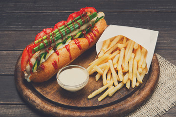 American fast food - hot dog and french fries