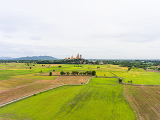 Fototapeta na wymiar Aerial view of rice paddy in countryside