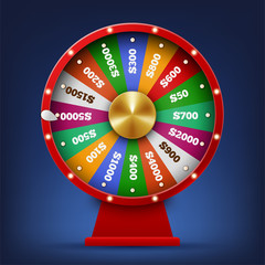 Realistic spinning fortune wheel, Lucky roulette. Suitable for casino, web and other. Vector Illustration