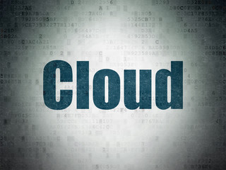 Cloud networking concept: Cloud on Digital Data Paper background