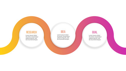 Business infographics. Presentation with 3 options, circles. Vector template.