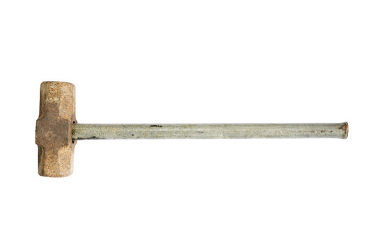 Old hammer isolated on white background.