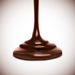 melted chocolate pouring on white background vector isolated illustration