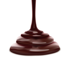 melted chocolate pouring on white background vector isolated illustration