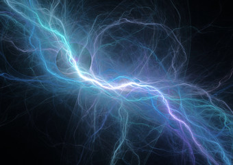 Blue electrical lightning, power and energy background