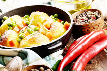 Pan of Boiled and baked potato