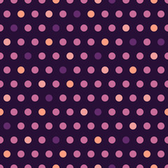 Vector purple polka dot seamless pattern. Simple abstract retro design.