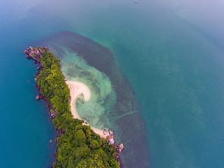 Aerial view of beautiful tropical island, Chumporn, Thailand, top view