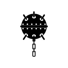 black vector icon on white background military naval mine