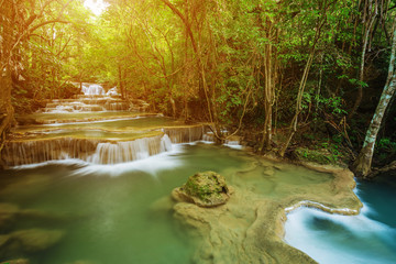 Level 1 of Huay Mae Kamin waterfall in Khuean Srinagarindra National Park, Kanchanaburi, Thailand