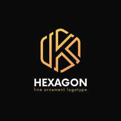 Elegant K letter luxury logo hexagon sign vector design