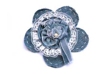 flower made of denim made by own hands