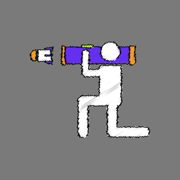stick figure aiming purple rocket launcher clip art preview