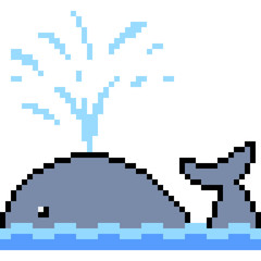 vector pixel art whale