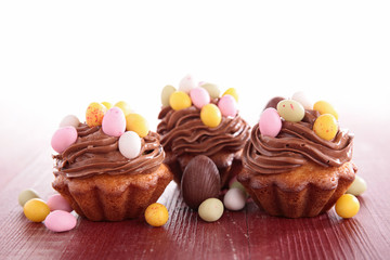 cupcake with chocolate and candy egg