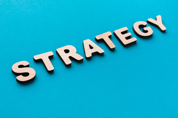 Word Strategy on blue background